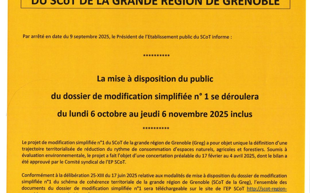 MODIFICATION SIMPLIFIÉE N°1 DU SCOT DE LA GRANDE RÉGION DE GRENOBLE